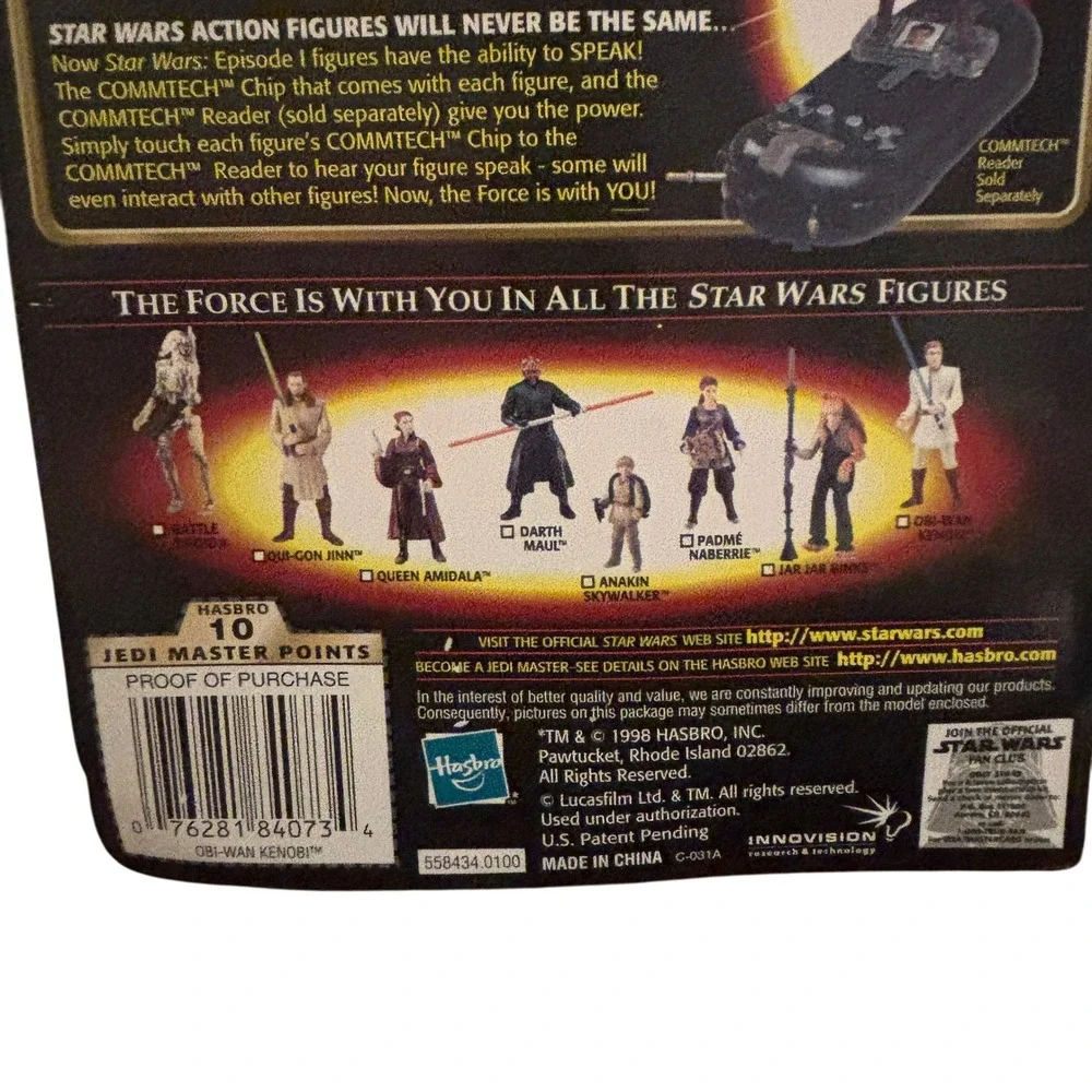 Star Wars Episode I Obi-Wan Kenobi Jedi Duel Action Figure CommTech Hasbro New - Picture 7 of 16